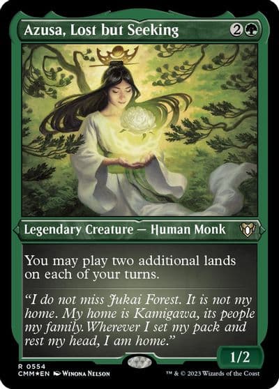 Azusa Lost but Seeking Foil Etched Commander Masters Magic card