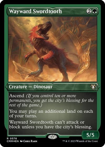 Wayward Swordtooth Foil Etched Commander Masters Magic card