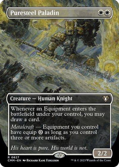 Puresteel Paladin Borderless Commander Masters Magic card