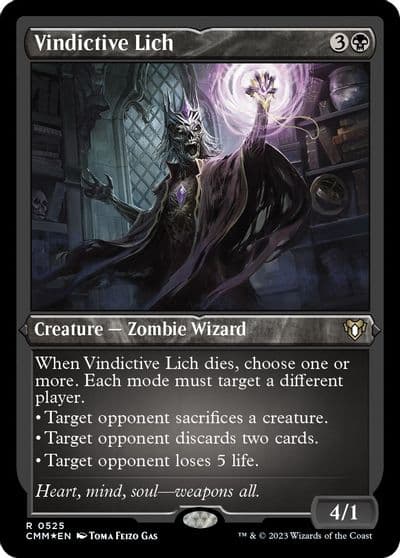 Vindictive Lich Foil Etched Commander Masters Magic card