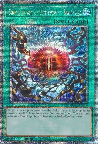 Sinful Spoils of Subversion Snake Eye Quarter Century Secret Rare Duelist Nexus Yu-Gi-Oh! card