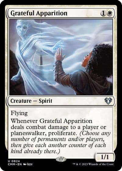 Grateful Apparition Commander Masters Magic card
