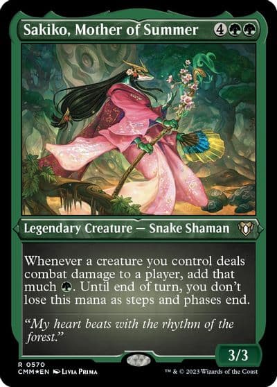Sakiko Mother of Summer Foil Etched Commander Masters Magic card