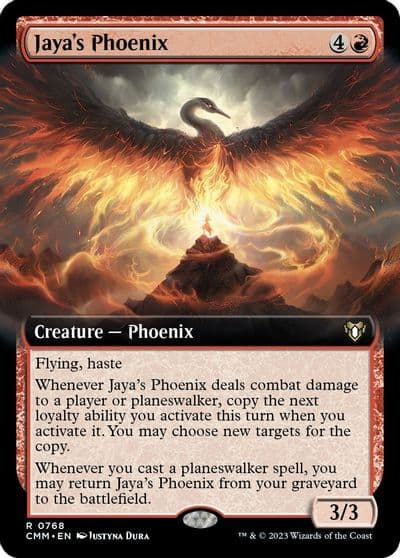 Jayas Phoenix Extended Art Commander Masters Magic card