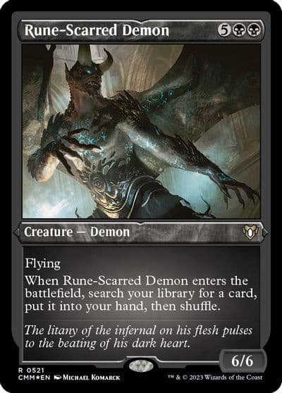 Rune Scarred Demon Foil Etched Commander Masters Magic card