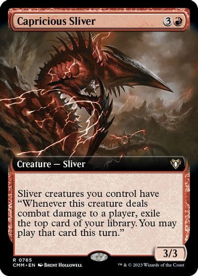 Capricious Sliver Extended Art Commander Masters Magic card