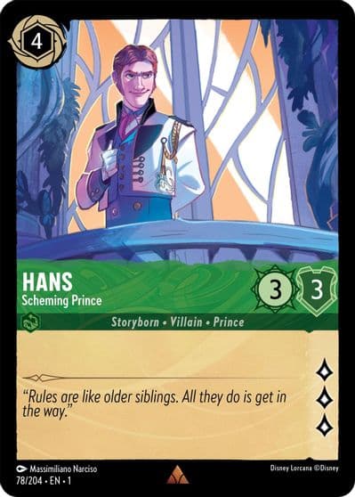 Hans Scheming Prince The First Chapter Lorcana card