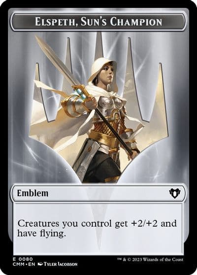 Emblem Elspeth Suns Champion Copy 0055 Double Sided Token Commander Masters Magic card