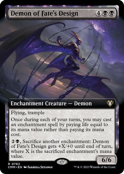 Demon of Fates Design Extended Art Commander Masters Magic card