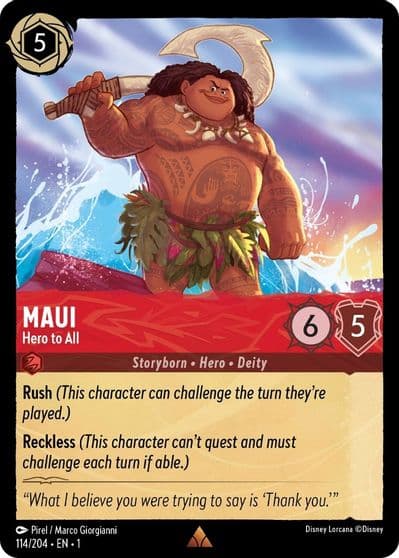 Maui Hero to All The First Chapter Lorcana card