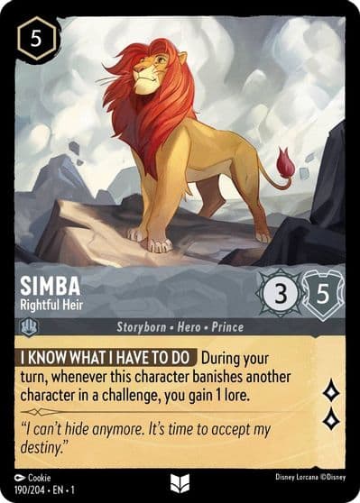Simba - Rightful Heir The First Chapter Lorcana card
