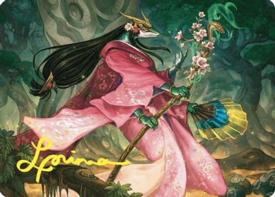 Sakiko Mother of Summer Art Card Gold Stamped Signature Art Series: Commander Masters Magic card
