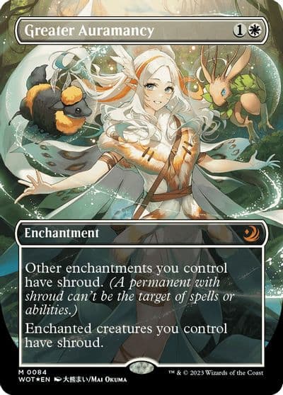 Greater Auramancy Anime Borderless Confetti Foil Wilds of Eldraine: Enchanting Tales Magic card