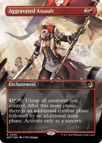 Aggravated Assault Anime Borderless Confetti Foil Wilds of Eldraine: Enchanting Tales Magic card