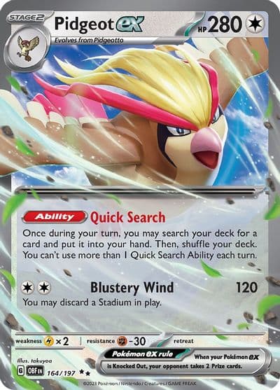 Pidgeot ex SV03: Obsidian Flames Pokemon card