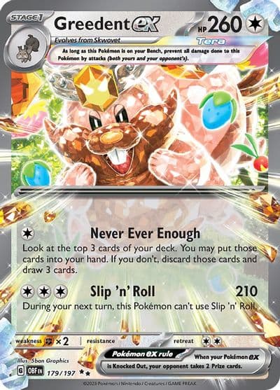 Greedent ex SV03: Obsidian Flames Pokemon card