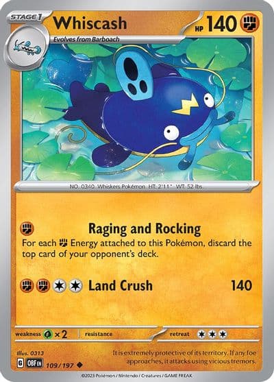 Whiscash SV03: Obsidian Flames Pokemon card
