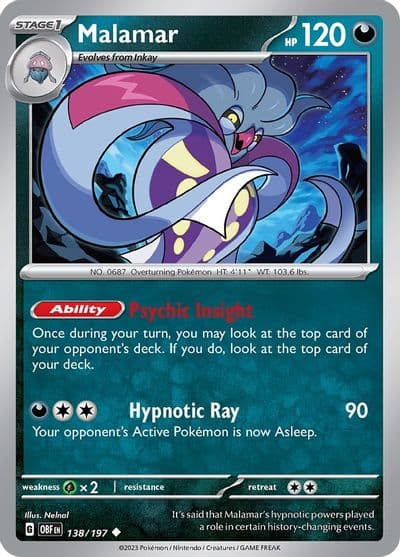 Malamar SV03: Obsidian Flames Pokemon card