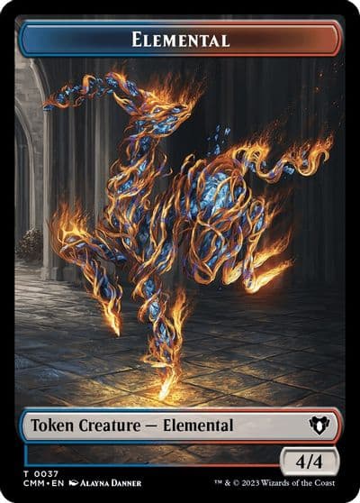 Elemental 0037 Human Soldier Double Sided Token Commander Masters Magic card