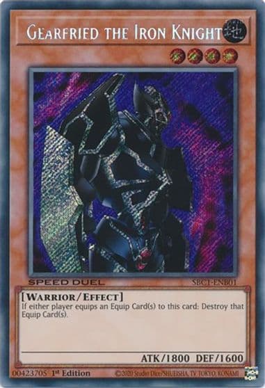 Gearfried the Iron Knight Secret Rare Speed Duel: Streets of Battle City Yu-Gi-Oh! card
