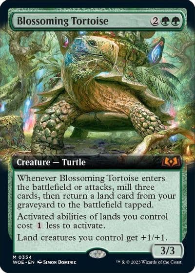 Blossoming Tortoise Extended Art Wilds of Eldraine Magic card