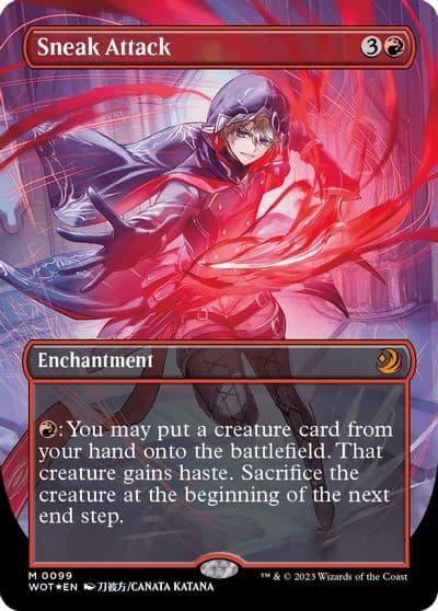 Sneak Attack Anime Borderless Confetti Foil Wilds of Eldraine: Enchanting Tales Magic card