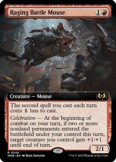 Raging Battle Mouse Extended Art Wilds of Eldraine Magic card