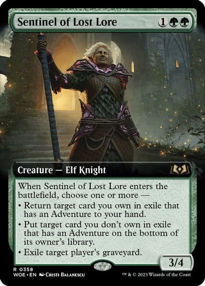 Sentinel of Lost Lore Extended Art Wilds of Eldraine Magic card