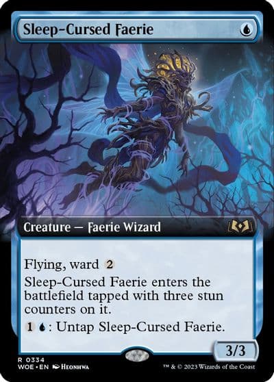 Sleep Cursed Faerie Extended Art Wilds of Eldraine Magic card