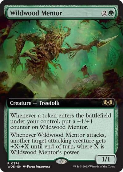 Wildwood Mentor Extended Art Wilds of Eldraine Magic card