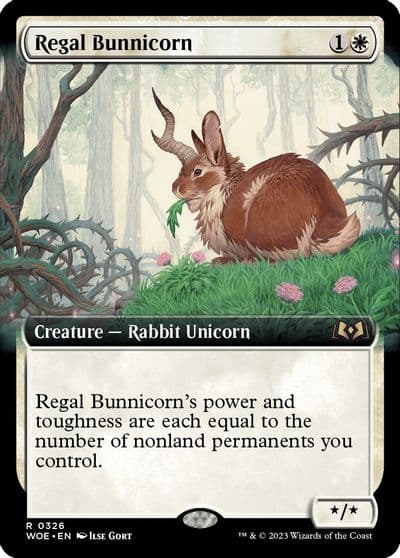 Regal Bunnicorn Extended Art Wilds of Eldraine Magic card