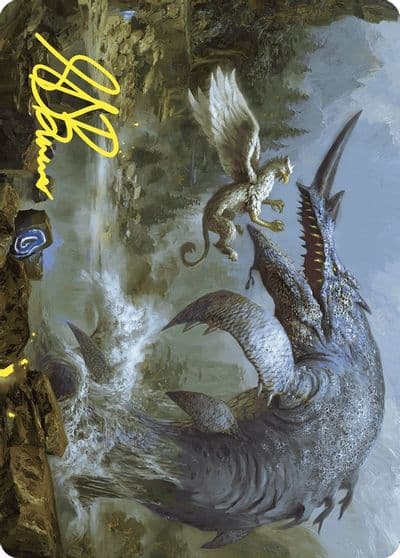 Horned Loch Whale Art Card Gold Stamped Signature Art Series: Wilds of Eldraine Magic card