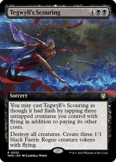 Tegwylls Scouring Extended Art Commander: Wilds of Eldraine Magic card