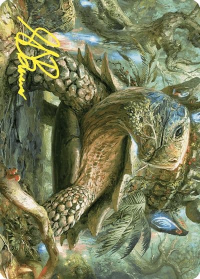 Blossoming Tortoise Art Card Gold Stamped Signature Art Series: Wilds of Eldraine Magic card