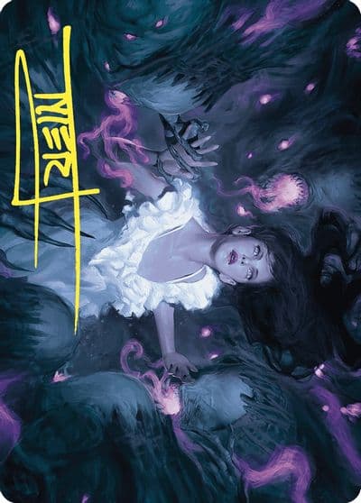 Neva Stalked by Nightmares Art Card Gold Stamped Signature Art Series: Wilds of Eldraine Magic card