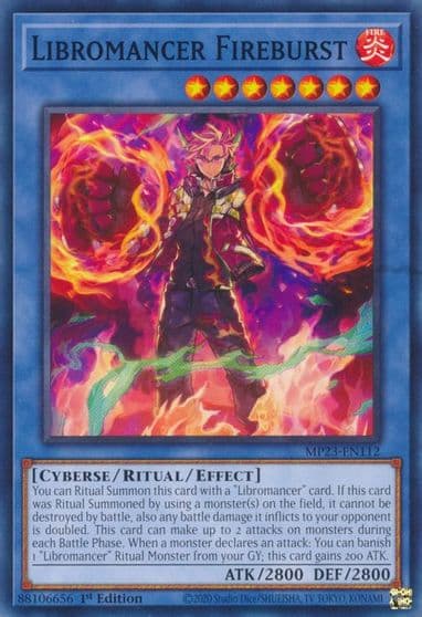 Libromancer Fireburst 25th Anniversary Tin: Dueling Heroes Mega Pack Yu-Gi-Oh! card