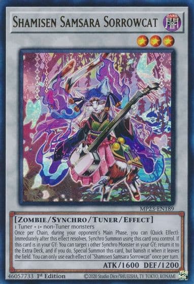 Shamisen Samsara Sorrowcat 25th Anniversary Tin: Dueling Heroes Mega Pack Yu-Gi-Oh! card