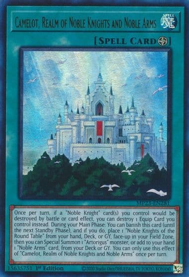 Camelot Realm of Noble Knights and Noble Arms 25th Anniversary Tin: Dueling Heroes Mega Pack Yu-Gi-Oh! card