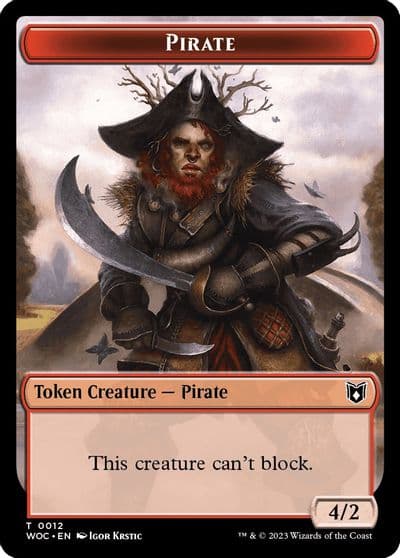 Pirate Human Soldier Double Sided Token Commander: Wilds of Eldraine Magic card