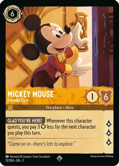 Mickey Mouse - Friendly Face Rise of the Floodborn Lorcana card