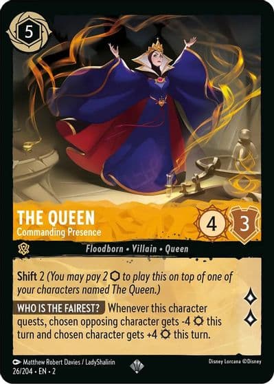 The Queen Commanding Presence Rise of the Floodborn Lorcana card