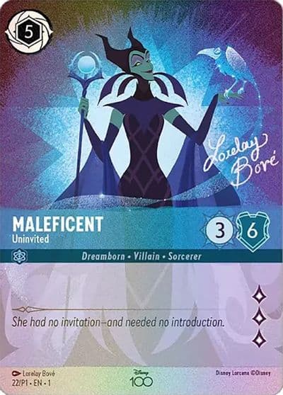 Maleficent Uninvited Alternate Art Disney100 Promos Lorcana card