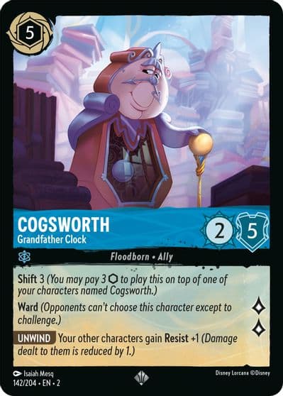 Cogsworth Grandfather Clock Rise of the Floodborn Lorcana card