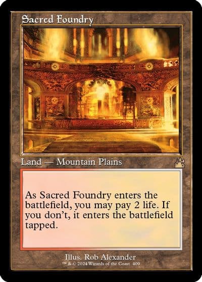 Sacred Foundry Retro Frame Ravnica Remastered Magic card