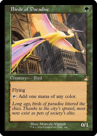 Birds of Paradise Retro Frame Ravnica Remastered Magic card
