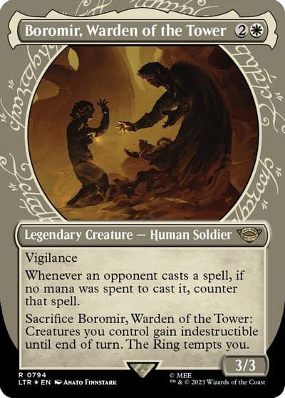 Boromir Warden of the Tower Showcase Surge Foil Universes Beyond: The Lord of the Rings: Tales of Middle-earth Magic card