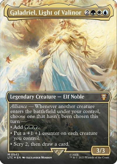 Galadriel Light of Valinor Borderless Surge Foil Commander: The Lord of the Rings: Tales of Middle-earth Magic card