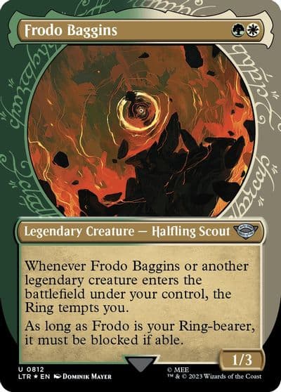 Frodo Baggins Showcase Surge Foil Universes Beyond: The Lord of the Rings: Tales of Middle-earth Magic card