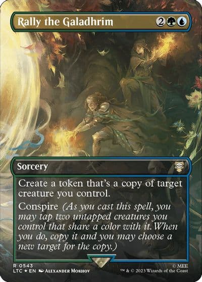 Rally the Galadhrim Borderless Surge Foil Commander: The Lord of the Rings: Tales of Middle-earth Magic card