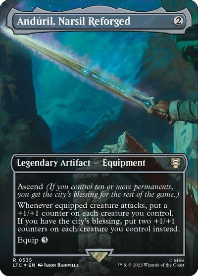 Anduril Narsil Reforged Borderless Surge Foil Commander: The Lord of the Rings: Tales of Middle-earth Magic card